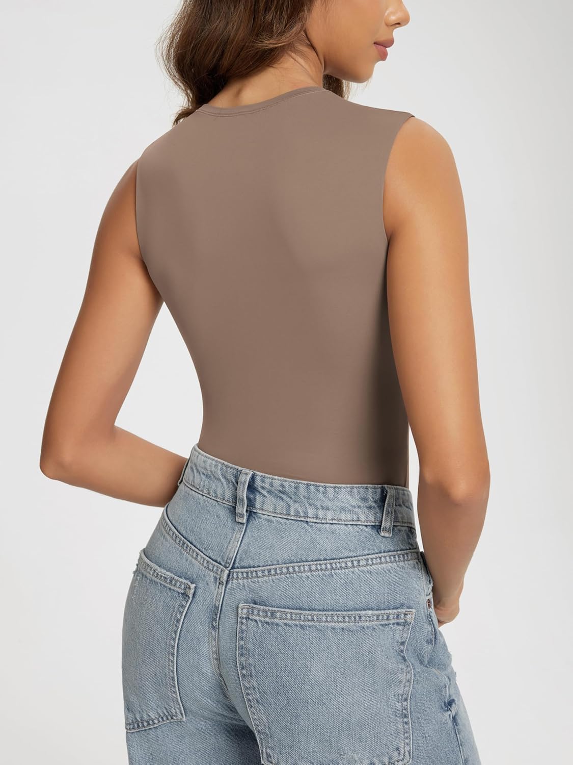 ODODOS Women's Double Layer Sleeveless Tee Ultra-Soft Lightweight Crew Neck Basic T-Shirts Slim Fit Tank Top - Image 2