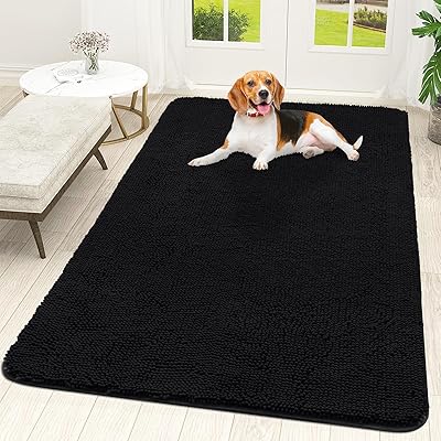 OLANLY Dog Door Mat for Muddy Paws 30x20, Absorbs Moisture and Dirt, Absorbent Non-Slip Washable Doormat, Quick Dry Chenille Mud Mat for Dogs, Entry Indoor Entryway Carpet for Inside Floor, Grey