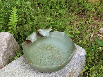 Ceramic Ground Bird Bath Bowl with Solar Powered Bubbler Fountain | 10.1 Tabletop BirdBath bowl only With Solar powered Fountain for Outdoors, Garden, Patio, Balcony & Yard Decor