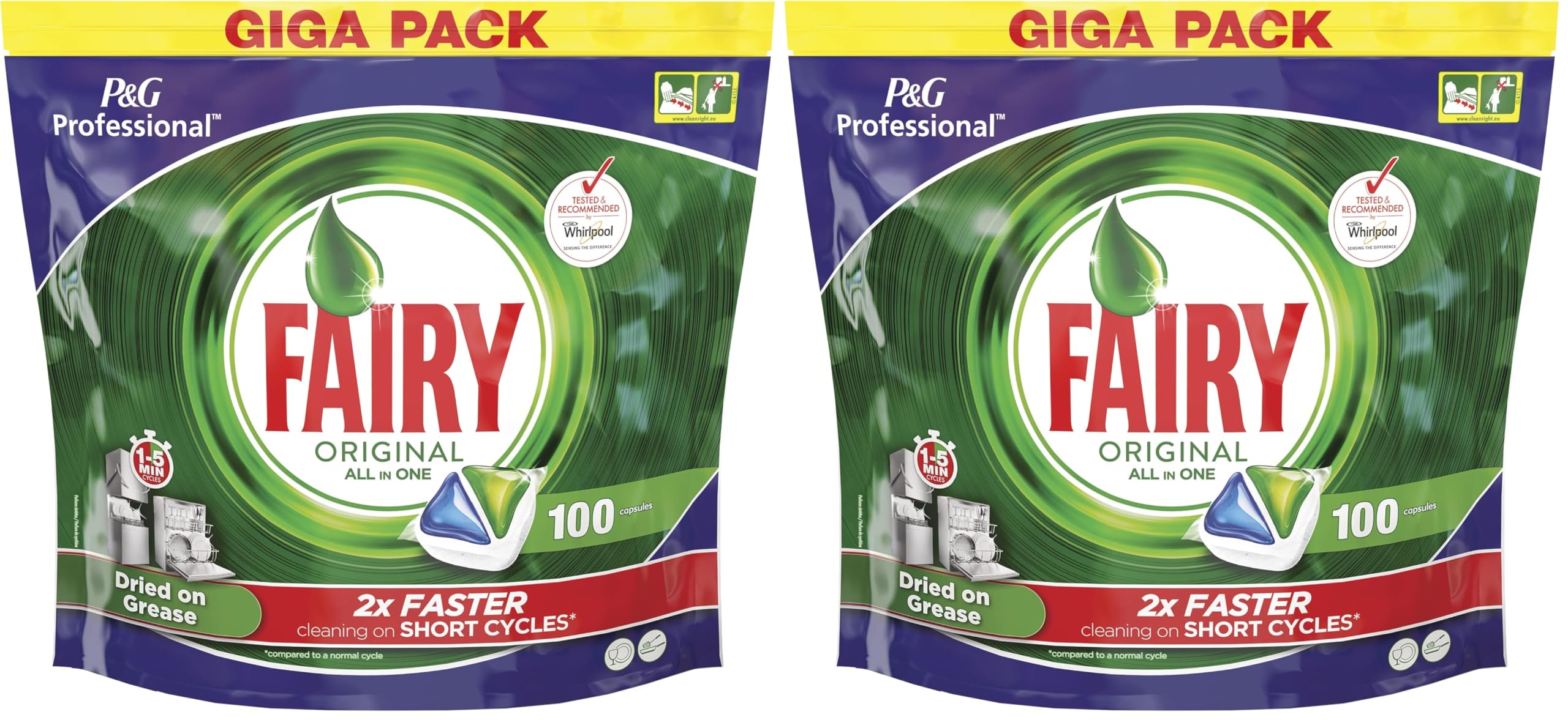 Fairy Original Todo en 1 - Cápsulas para Lavavajillas - 100 unidades (Paquete de 2)