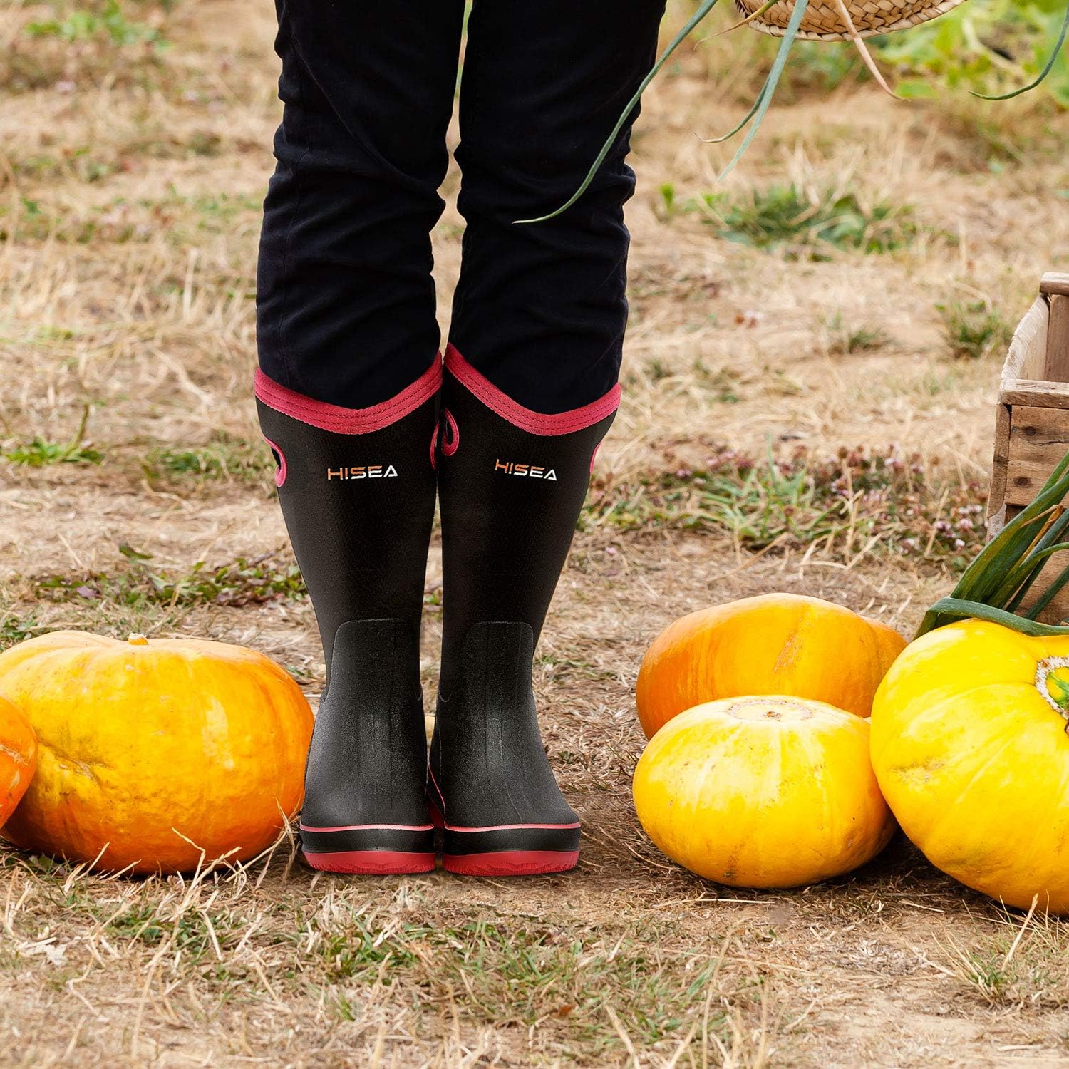 HISEA Women Mud Boots, Neoprene Rubber Garden Shoes Waterproof Mid Calf Rain Boots for Outdoor - Image 2