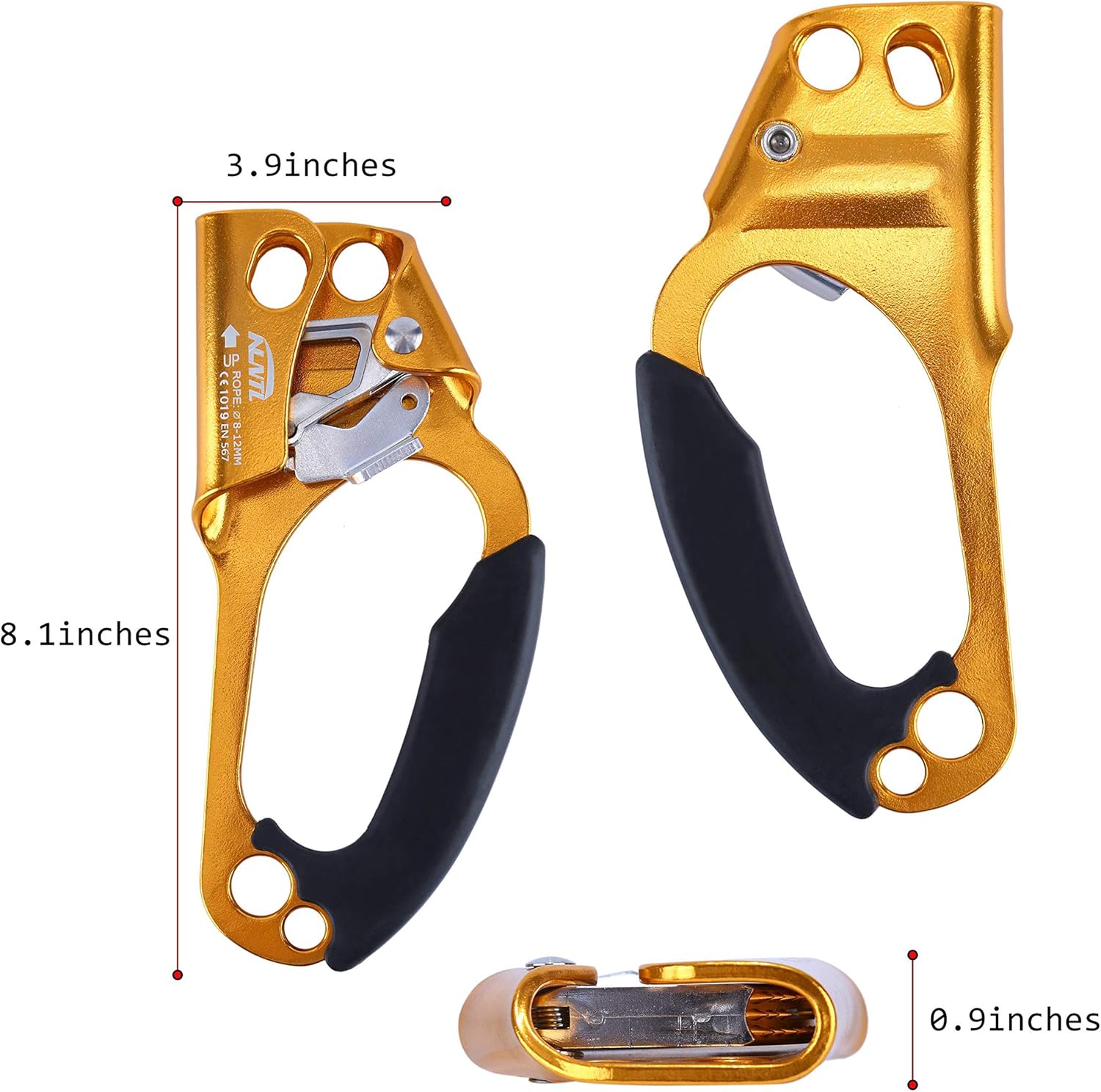 WILDKEN 2pcs Climbing Hand Ascender Outdoor Mountaineering Tree Arborist Climbing Rappelling Equip Hand Ascender Rope Left Right Hand Ascender