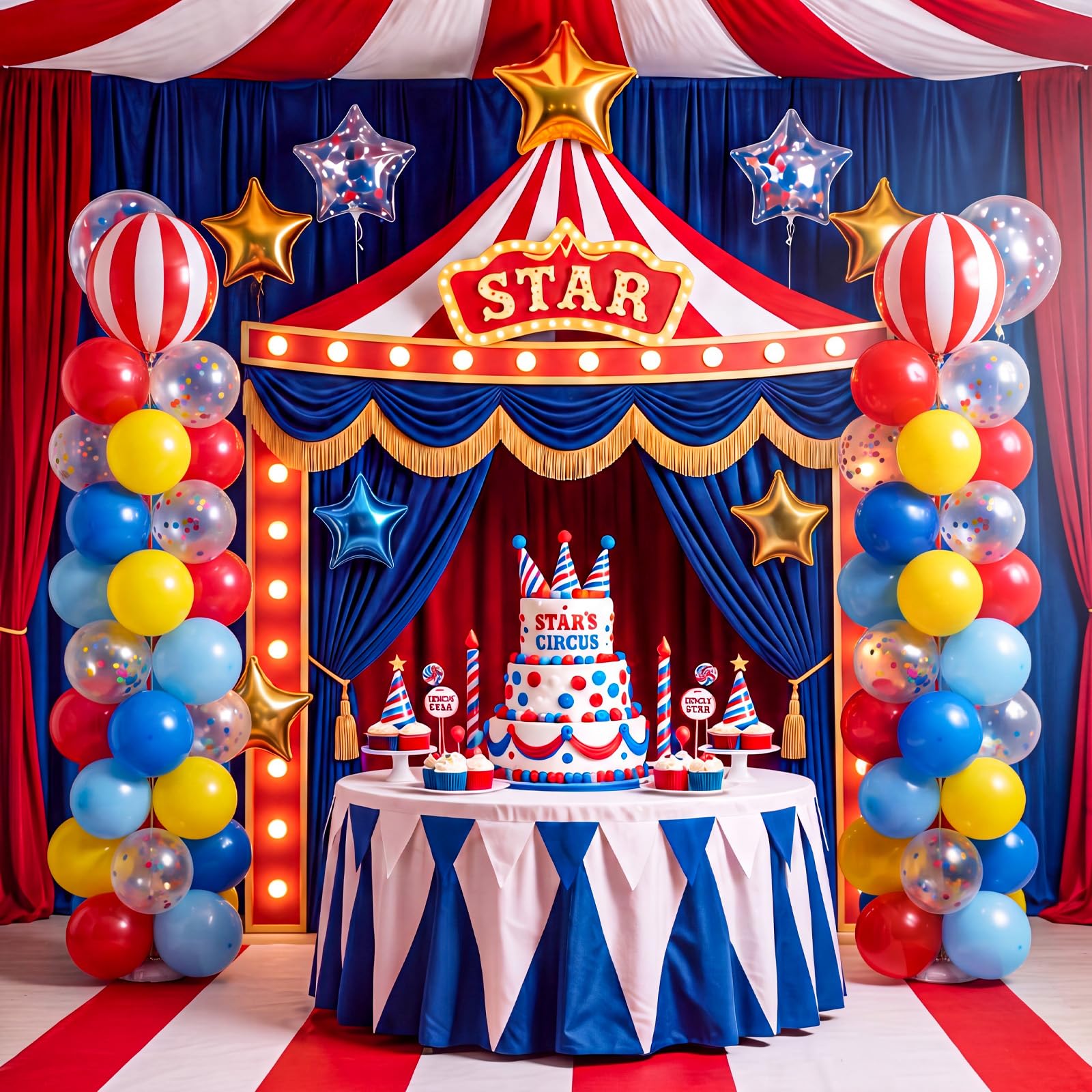 Hungdao Juego de 2 soportes de columna de globos de circo de carnaval, tubo de metal ajustable de 2 m con soporte de torre de globos a rayas rojas y blancas con bases para carnaval, suministros de