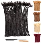 DAIXI 0.4cm and 0.6 0.8cm Thickness Options 16 Inch 10 Strands 100% Real Permanent Loc Extensions Human Hair Full Handmade Human Hair Dreadlock Extensions for Man/Women/Kids
