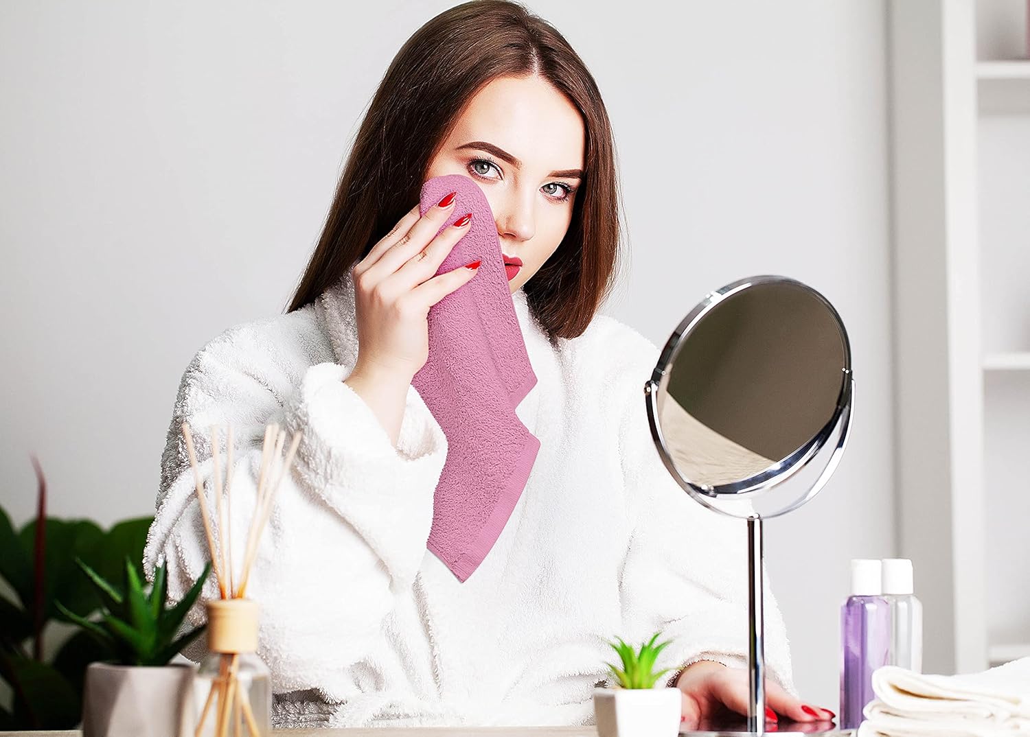 Utopia Towels 24 Pack Cotton Washcloths Set, 100% Ring Spun Cotton, Premium Quality Flannel Face Cloths, Highly Absorbent and Soft Feel Fingertip Towels, Pink - Image 3