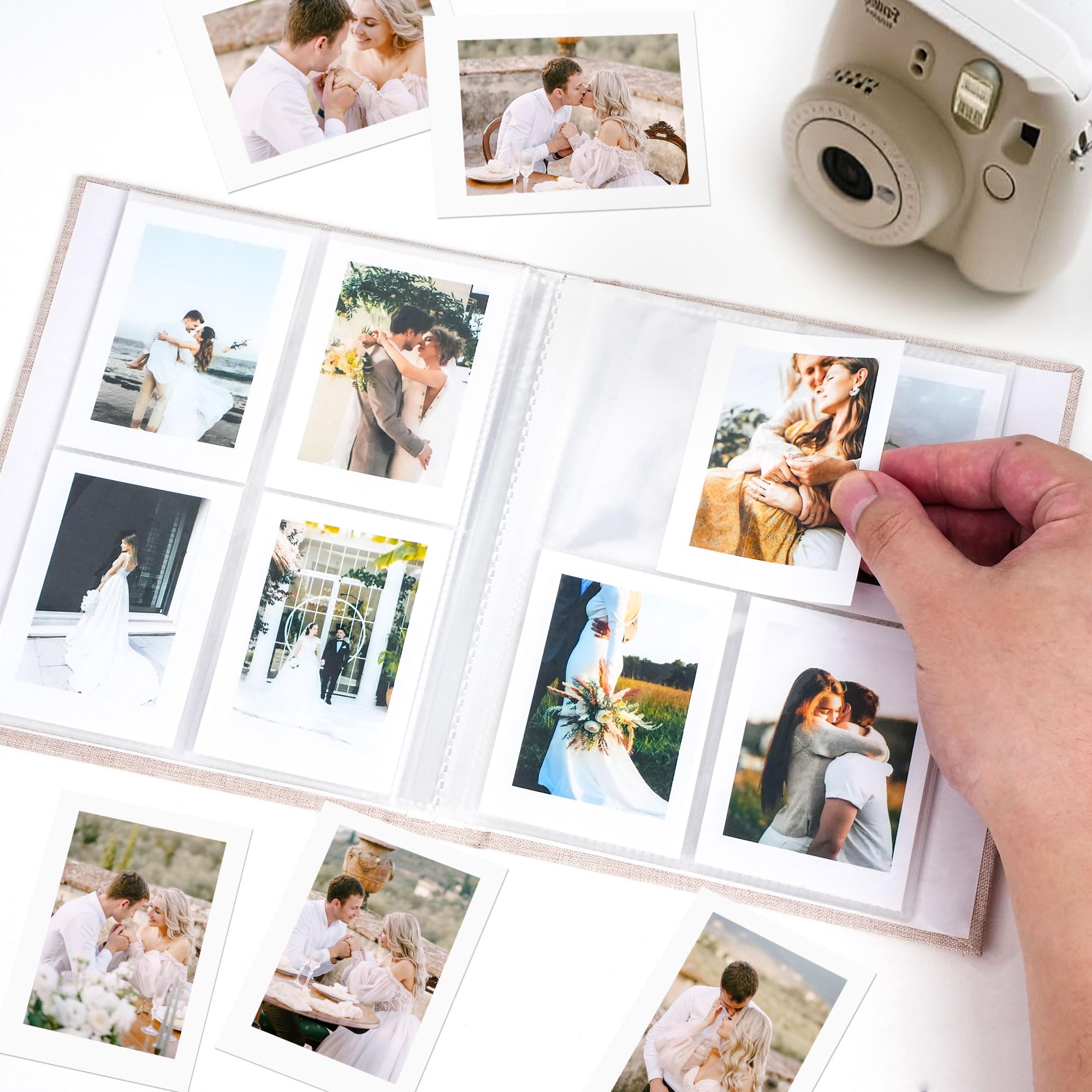 Vienrose Mini Polaroid Album Fotografico Libro 104 Tasche 86 x 54 mm Immagini per Fujifilm Instax Mini 9 11 12 25 26 40 50s 90 Evo Z2300 Fotocamera Istantanea, Polaroid Snap Beige 2 Confezioni
