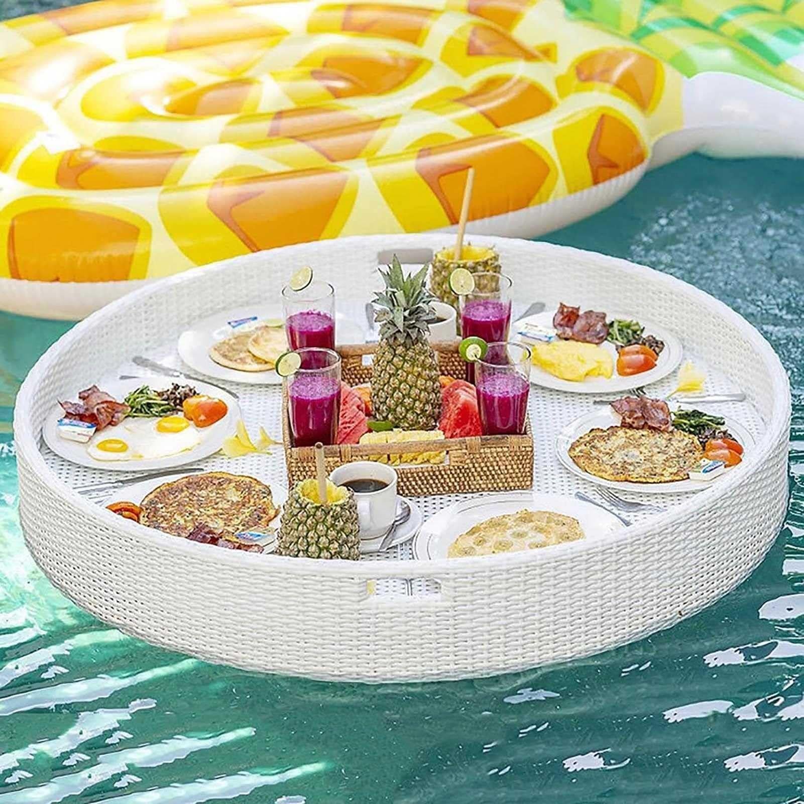 Rattan Floating Tray Table, Floating Serving Tray Multicolor Multiple Sizes(White80cm)