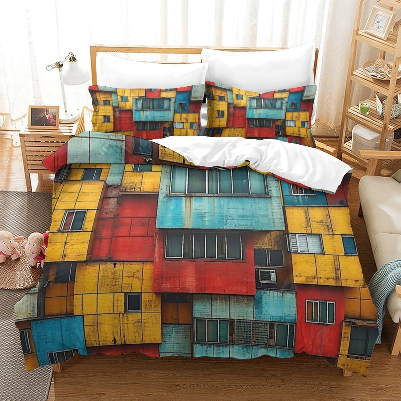 Housse de couette microfibre super douce pour lit king size sans plis