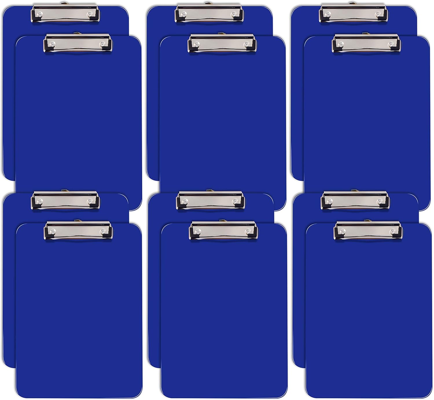 Blue Plastic Clipboards, 12 Pack, Durable, 12.5 x 9 Inch