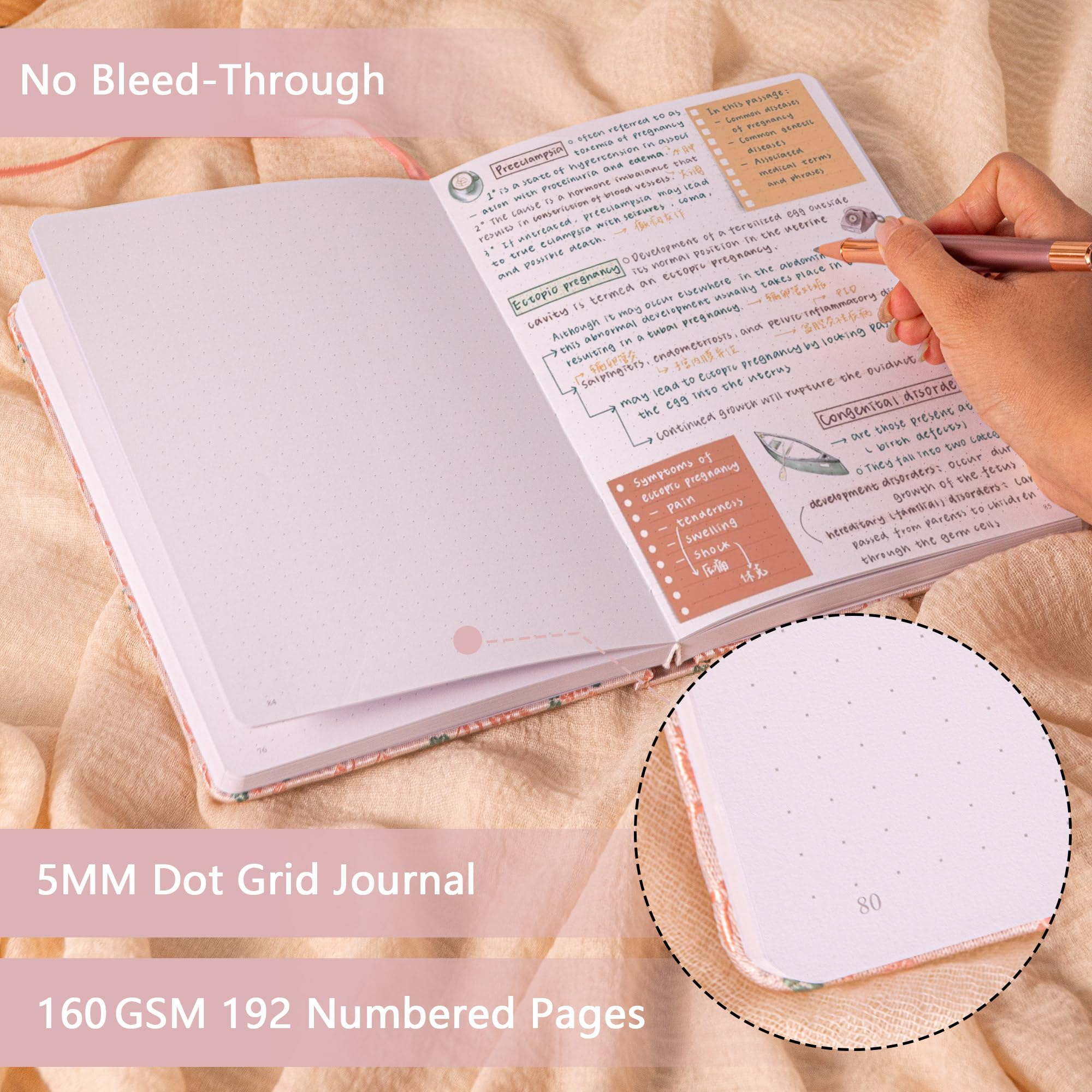 TIEFOSSI Dotted Journal Notebook for Women Men A5 Journals for Writing 160gsm 190 Pages Thick Paper - Image 3