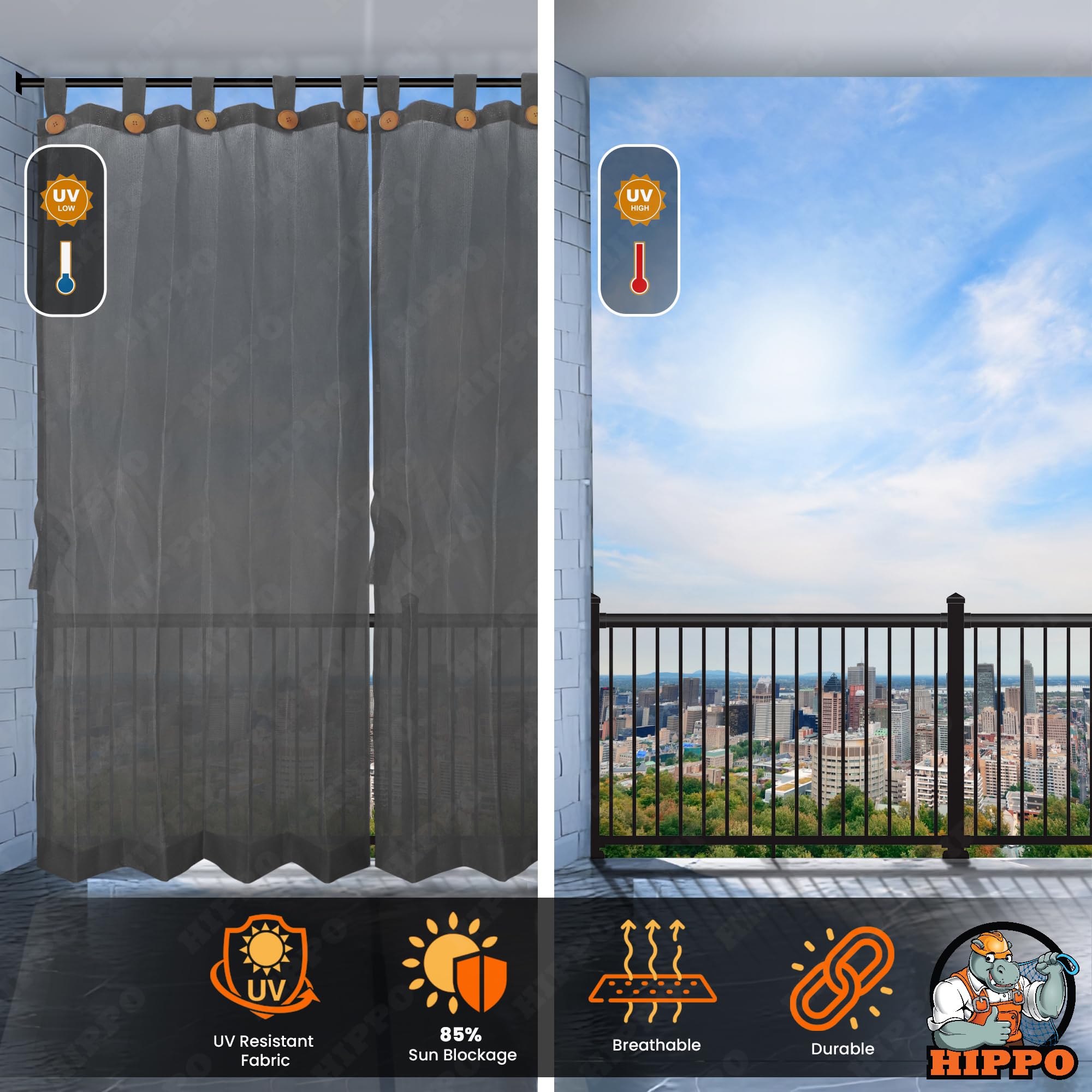 Outdoor Sun Curtains - UV Protection & Shade -2