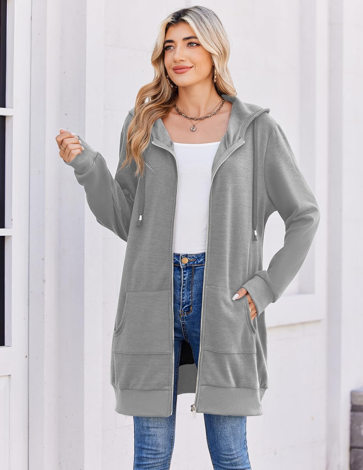 Zeagoo Women's Zip Up Hoodies Long Tunic Sweatshirts Oversized Fleece Casual Long Sleeve 2026 Fall Hoodie Jacket Coat - Image 5
