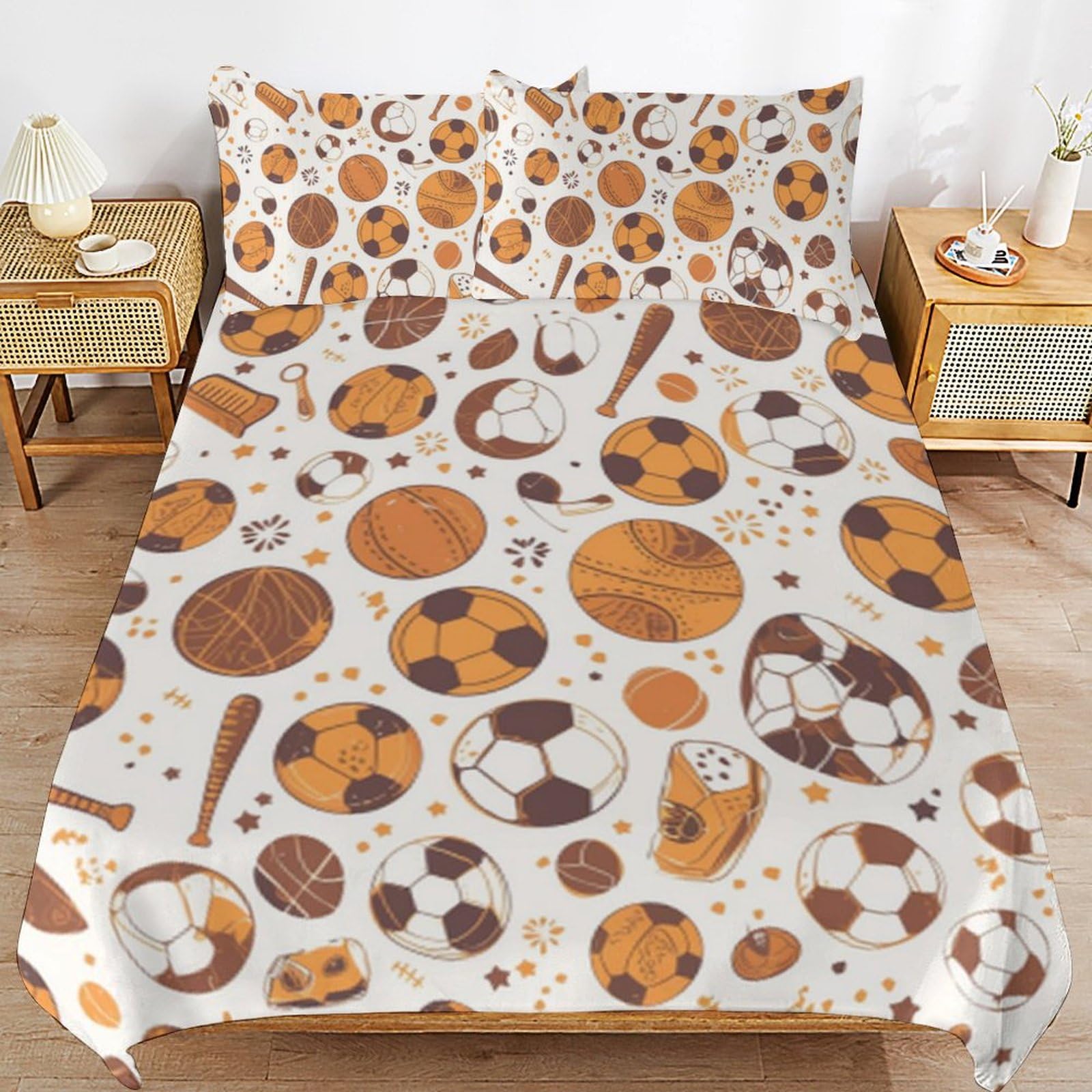 Ropa de cama de baloncesto que evita arrugas con fundas de almohada suaves para niños y niñas