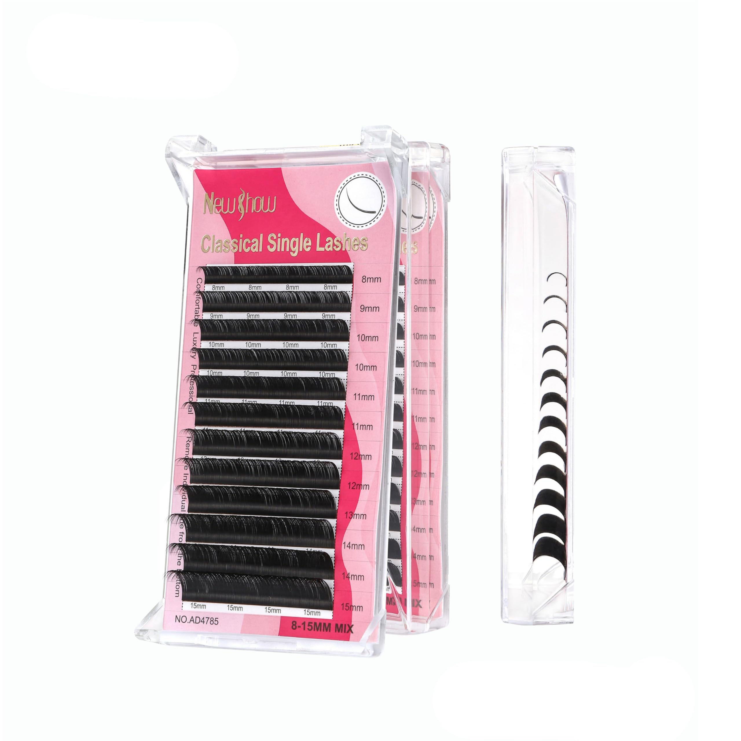classical single lash extensions, 0.07d curl, mix tray length 8-15mm, soft lightweight premium original hair soft volume lashes, matte black for salon & home diy volume/classic sets