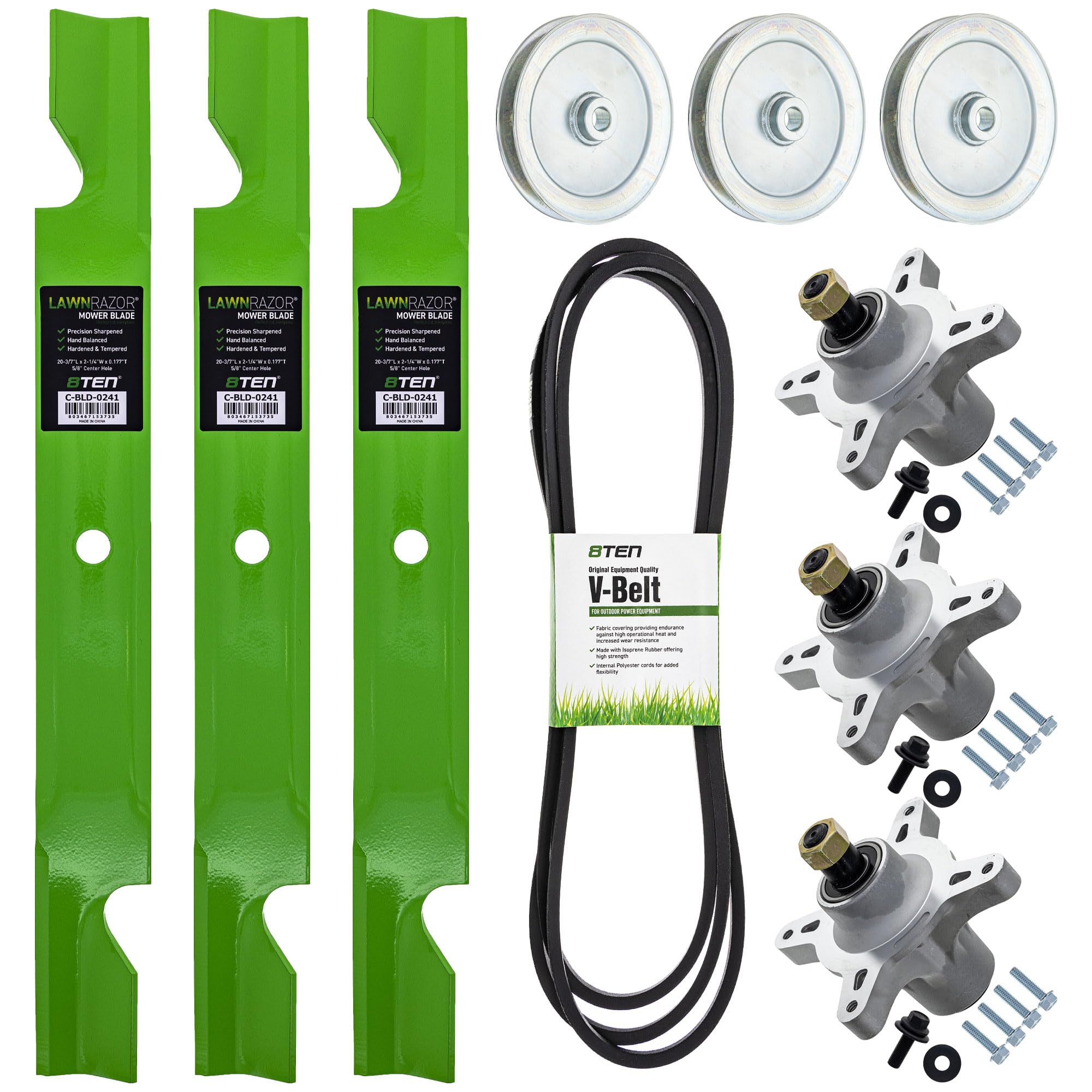 8TEN Blade Spindle Belt Kit for Toro Timecutter 60-Inch 115-9649-03 139-3214 117-7268 133-1199 109-3661