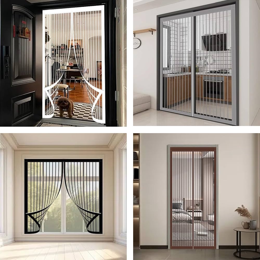 Amazon | 玄関カーテン マグネット式網戸 88 x 196 cm 自動で閉まる