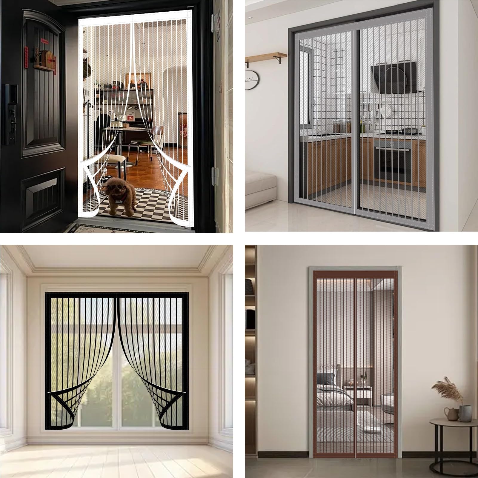 Amazon | 玄関カーテン マグネット式網戸 84 x 196 cm 自動で閉まる