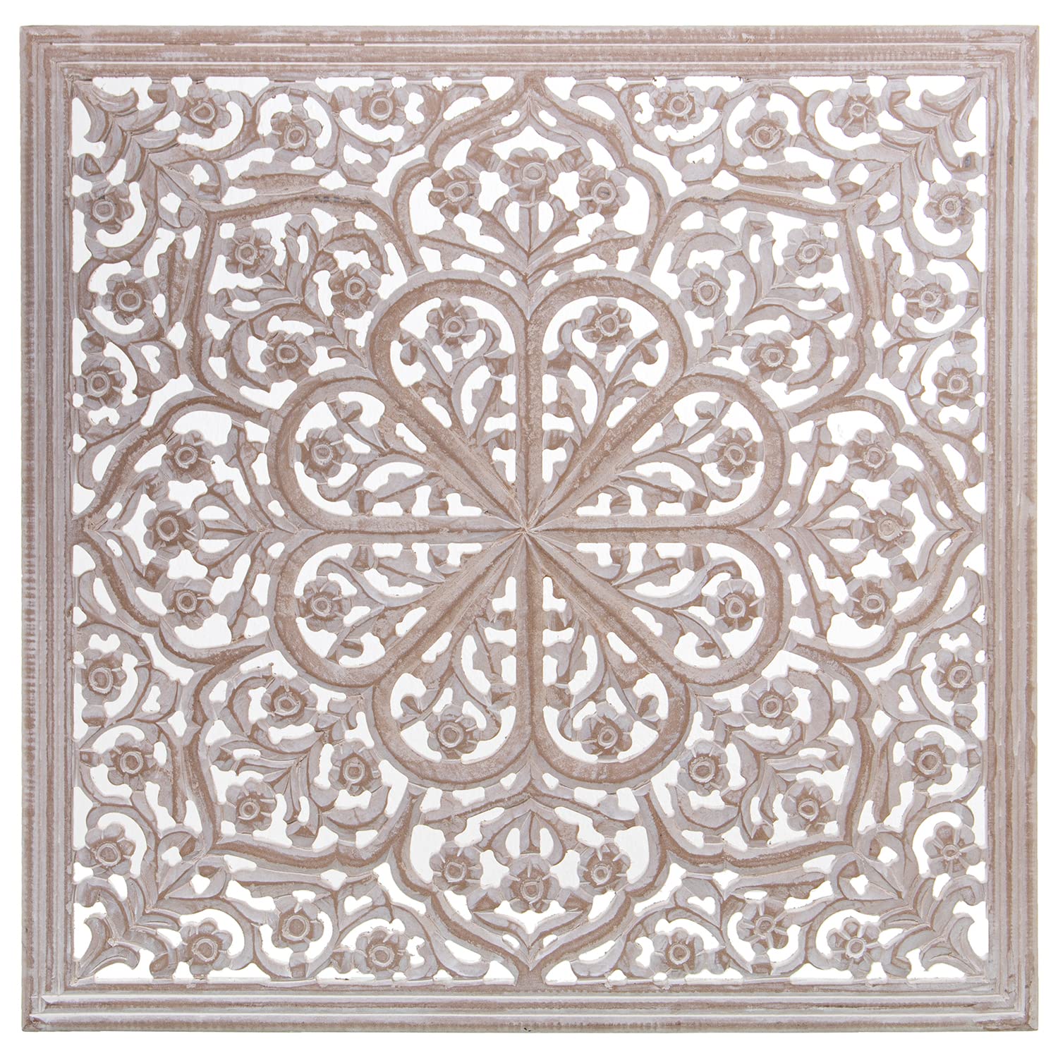 Décoration murale haut de gamme en bois MDF ajouré 90x90 cm signée DRW