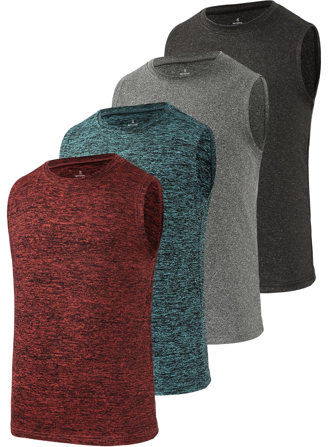 Ullnoy 4 Pack Boy Tank Top Undershirts Sleeveless Active Athletic T-Shirts for Kids Boys Workout Tank Tops Dry-Fit