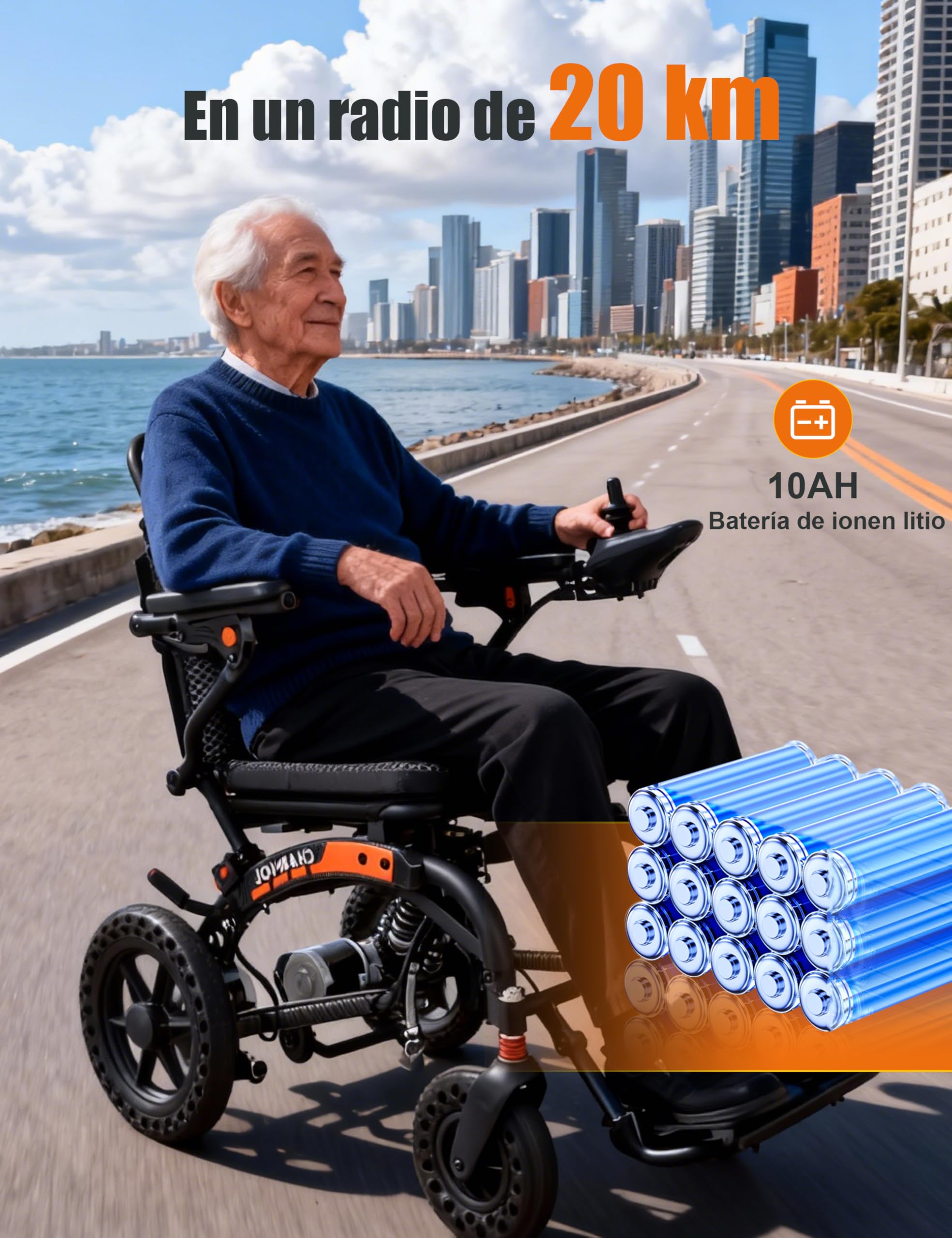 15,8kg Silla de Ruedas Eléctrica Plegable Ligera, 500W Motor, Carga Máxima 150kg, Portátil Adecuada para Personas Mayores en Casa o Cuando Viajan