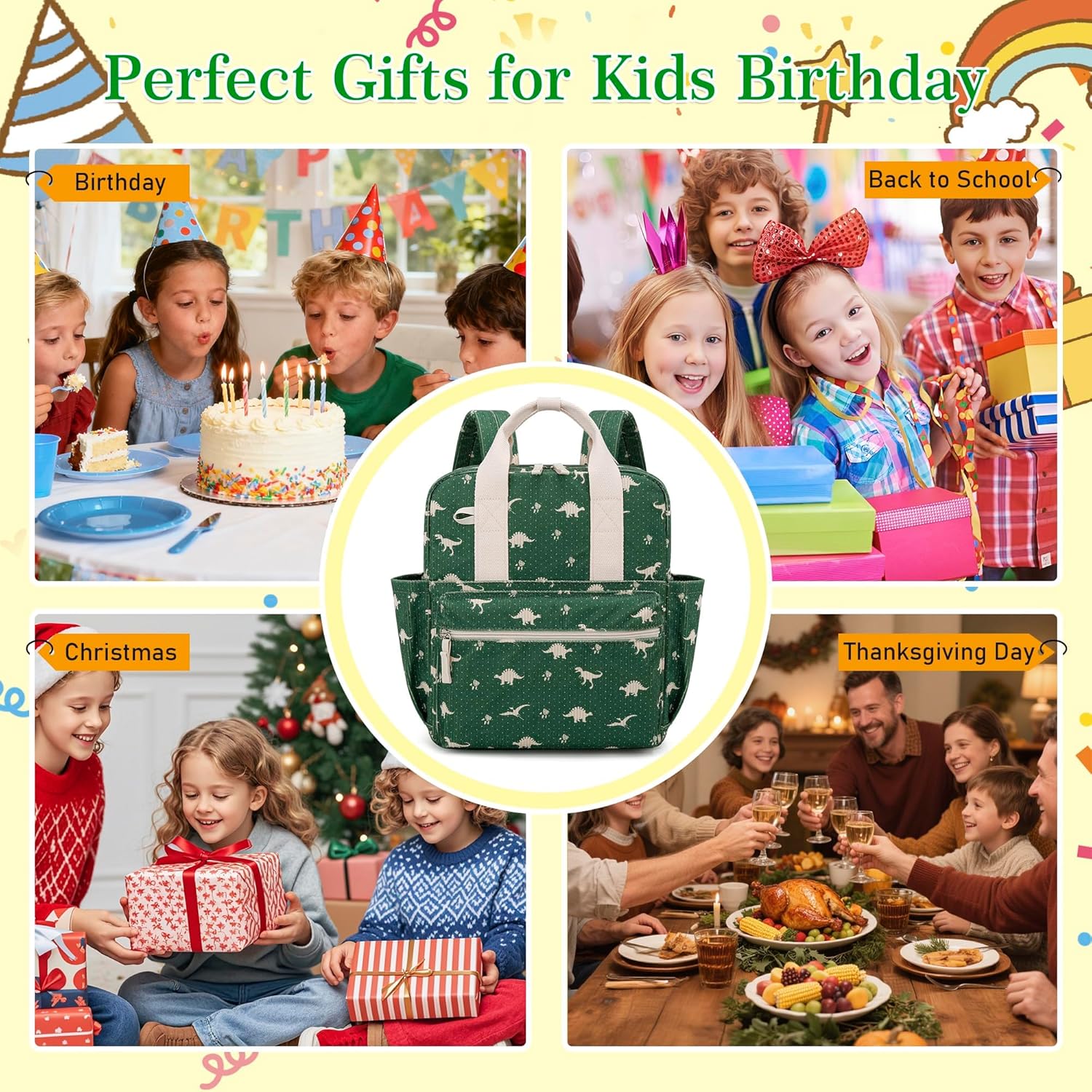 Corduroy Toddler Backpack for Boys - Kids Preschool Backpack for Girls Ages 3-8 Kindergarten Backpacks Toddler Bookbag Daycare Bag with Chest Strap and Name Label (Small,Dinosaur) - Image 5