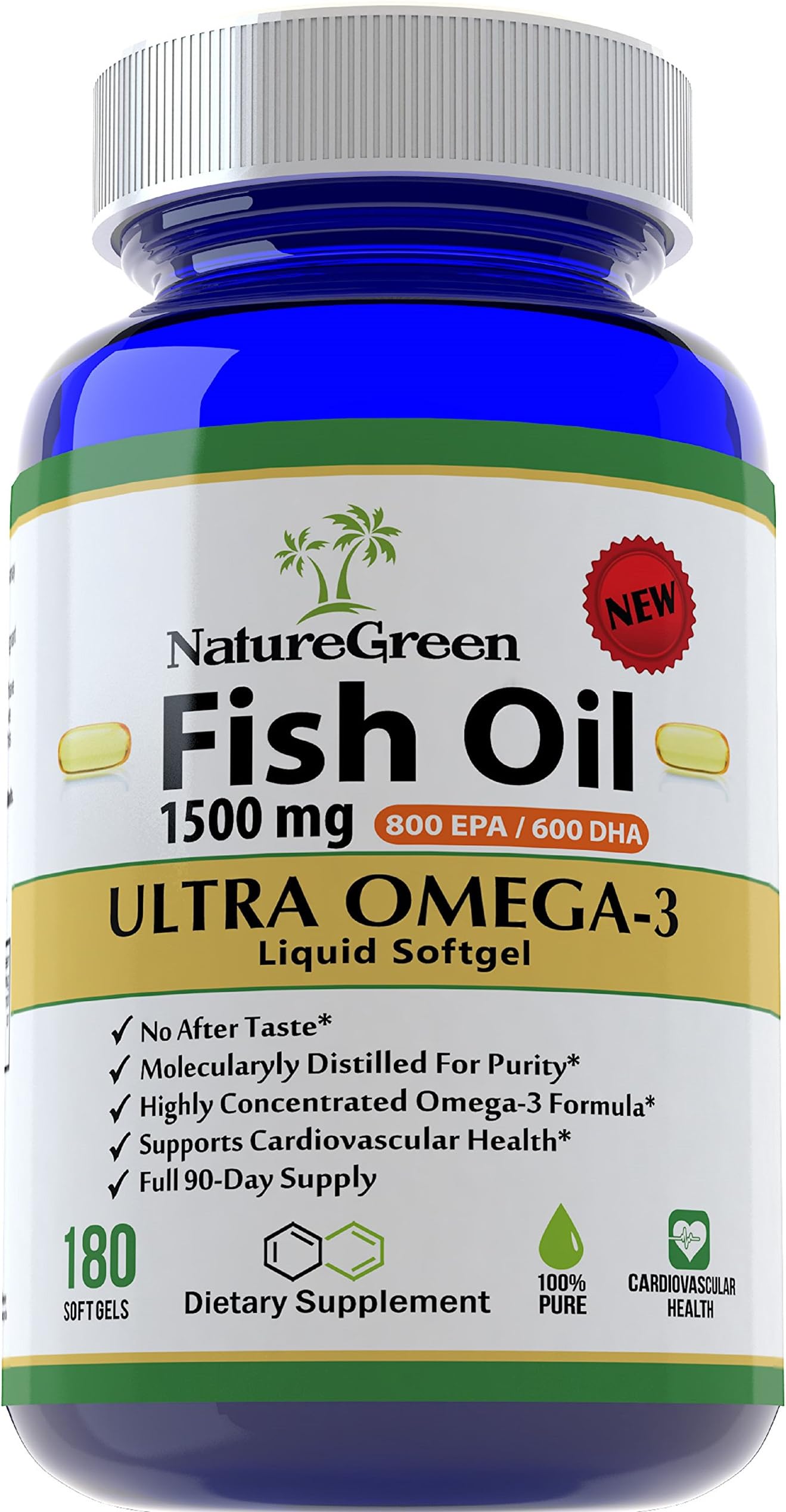 Fish Oil Omega 3 Capsules 1500mg -Liquid Pills With EPA DHA Vitamin Supplements Benefits–Best Omega-3 Fatty Acids vitamin Softgel Heart Health Nutrition-Dietary Nutritional Supplement-Antioxidants-100% Money Back GUARANTEED!Made in USA(180 Softgels)