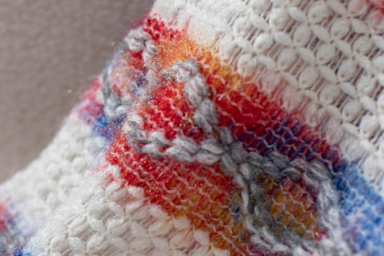 Velius Women Boho Striped Knitted Hooded Shrug Shawl Poncho Cape Sweater with Tassel - Image 2