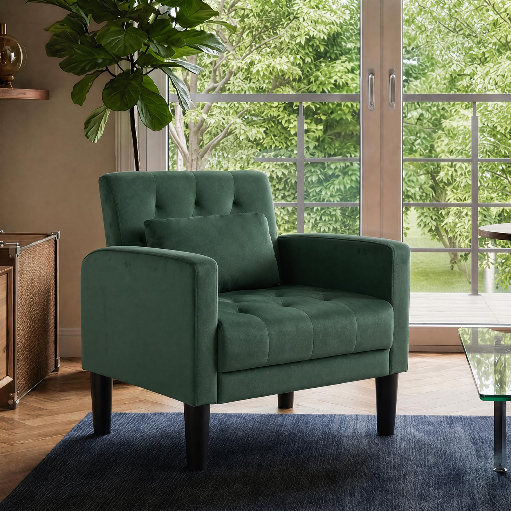 GRAVFORCE Armchair Modern Accent Chair Comfy Upholstered Seats Armchairs for Living Room Bedroom Dining Room Green โ image 1