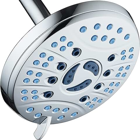 AquaCare As-Seen-On-TV High Pressure 6-setting 6 inch Rainfall Shower Head with Special Hygienic Anti-clog Nozzles for Cleaner, More Powerful Shower! Top American Brand/All Chrome Finish  18 GPM