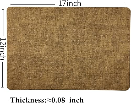 Miniatura 2 de WAZAIGUR Juego de 4 manteles individuales impermeables y fáciles de limpiar, resistentes al calor, de piel sintética gruesa, lavables, color marrón