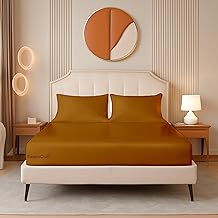 Luxurious Satin Elastic Fitted Bedsheet for King Size 72"x78" Inch with Pillow Covers 400TC Midnight Luxe Satin Royal Touch Gifting Collection - Copper