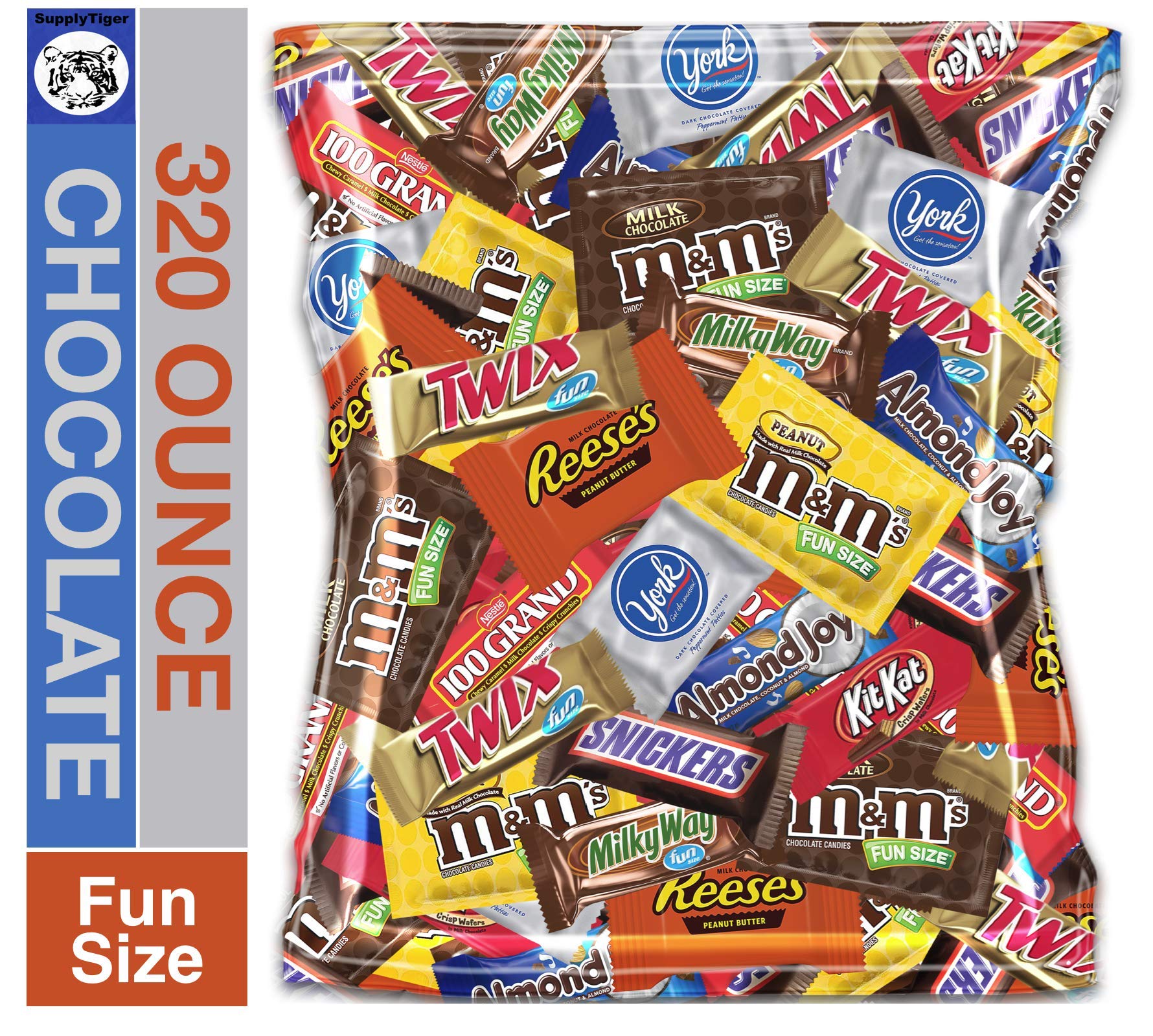 Bundle with (320 Ounce) Variety Assortment Mix Bulk Pack Chocolate M&M's, Snickers, Milky Way, Reese