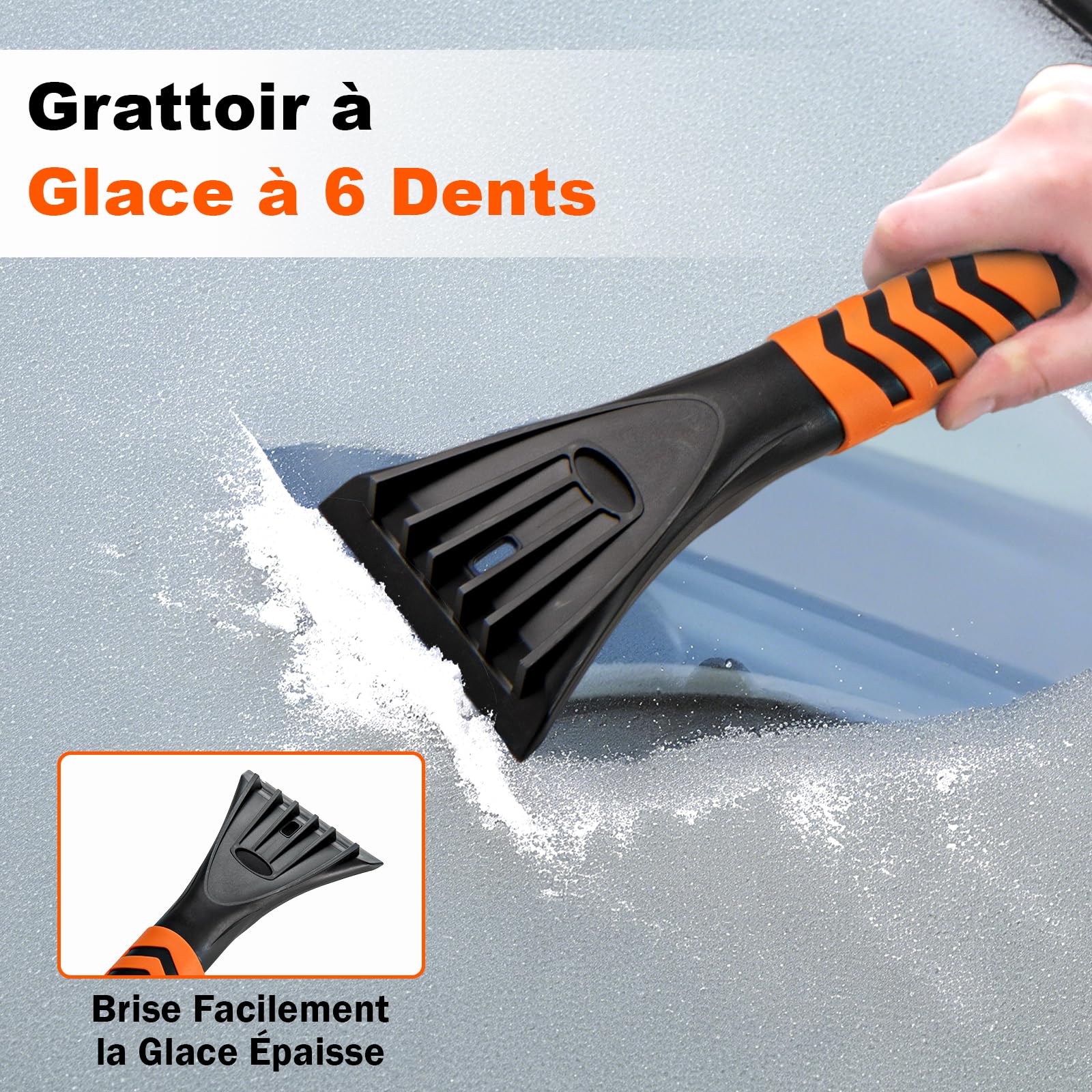 GOPLUS 4 in 1 Pelle a Neige Extensible 80/100cm, Grattoir Pare Brise Voiture et Brosse Voiture Détachable 87/107cm, Tête Pivotante à 180°, Manche en Aluminium, Poignée Mousse, pour Camions, SUV