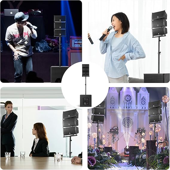 RECK CLUB-8000 18-inch 8000W P.M.P.O Stereo DJ/Powered PA Speaker System Combo Set 6 Line Array Speakers and Two 18 inch Subwoofers with Bluetooth/USB/SD Card/Remote Control