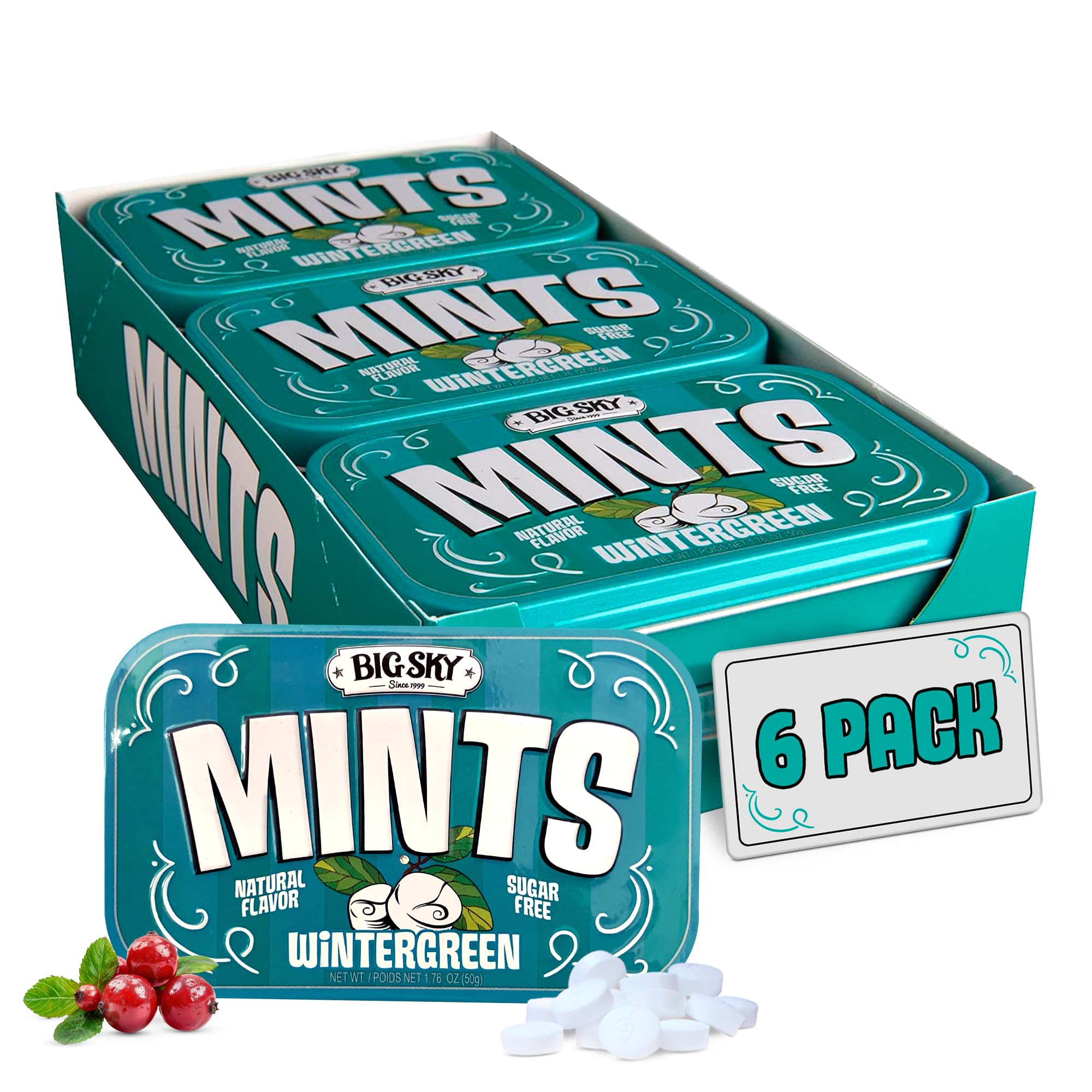 Amazon.com : Big Sky Sugar Free Wintergreen Mints - 50 Count Tin
