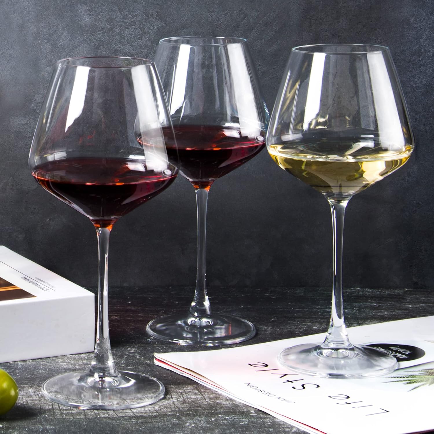 UMI UMIZILI Wine Glasses 15.5oz, Set of 6 Wine Glass for Red White Wine, Long Stem Glassware, Clear, Dishwasher Safe - Image 4