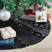 Vista 11 de Falda de árbol de Navidad plateada de 36 pulgadas, falda de árbol de Navidad con lentejuelas brillantes, decoraciones de Navidad con purpurina