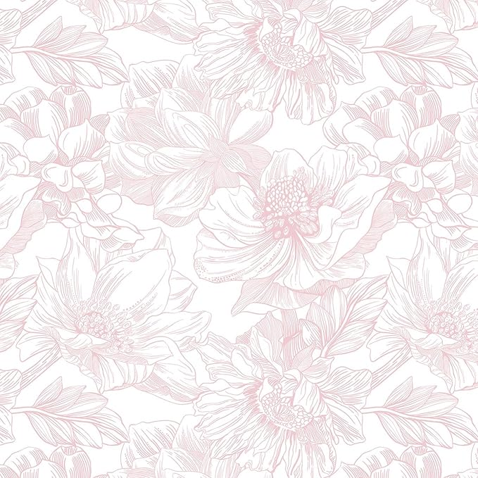 Boho Pink Floral Wallpaper | Peel & Stick Removable Wallpaper