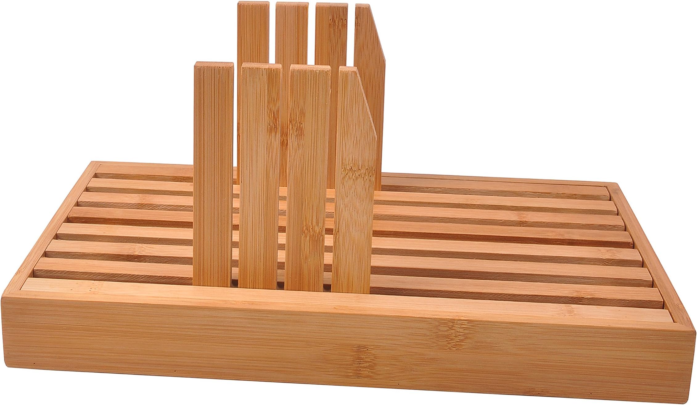 Bamboo Bread Board With Crumb Catcher and Cutting Guide. Made With All Natural Bamboo. Perfect For Homemade Bread.