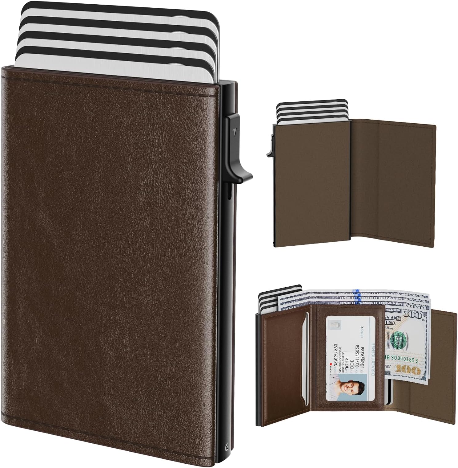 typecase Wallet for Men, Black Brown, 3.86 x 2.56 x 0.63 inches, Minimalist