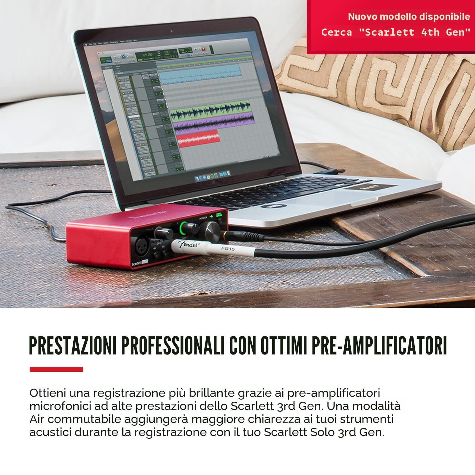 Focusrite Scarlett Solo (terza generazione), interfaccia audio USB - Per chitarristi, cantanti e produttori, suono in qualità studio e software necessario per registrare e creare brani