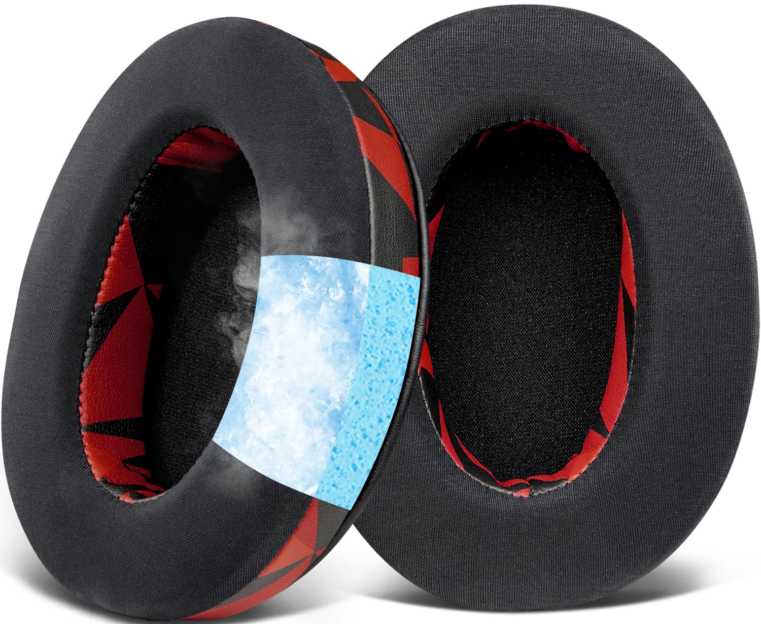 SOULWIT Replacement Earpads for Boat Rockerz 550, Immortal IM 700/IM1000D/IM 1300 - CG Red Storm