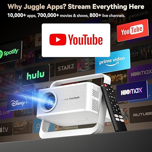 Miniatura 2 de Proyector con WiFi y Bluetooth, proyector inteligente 4K integrado más de 10,000 aplicaciones para cine en casa Dolby Audio, proyector portátil para