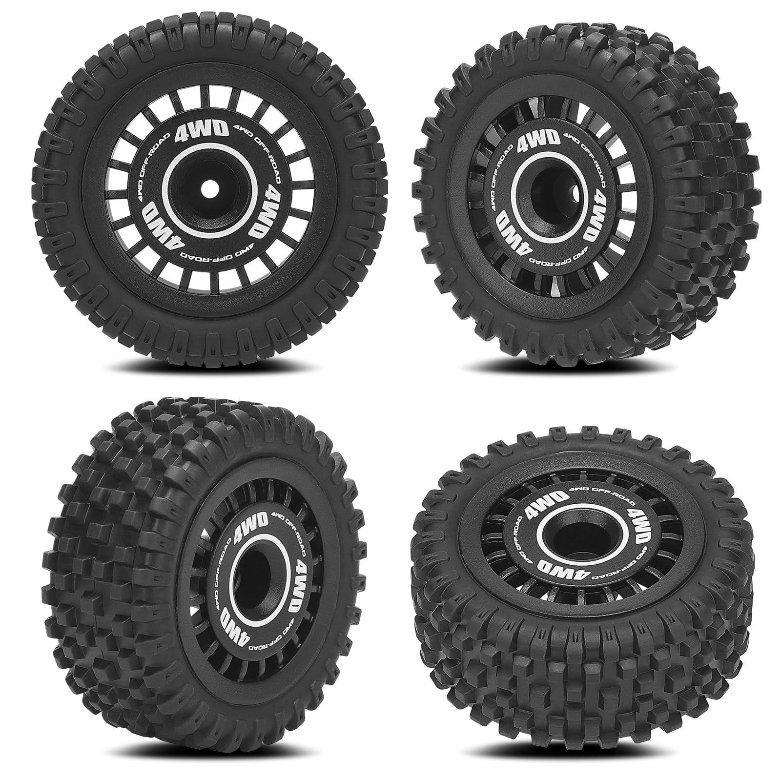 daitoku 12mm Hex RC Wheels and Tires, 1/16 RC Truck Tires Wheel for MJX 16207 1/16 Off-Road Car