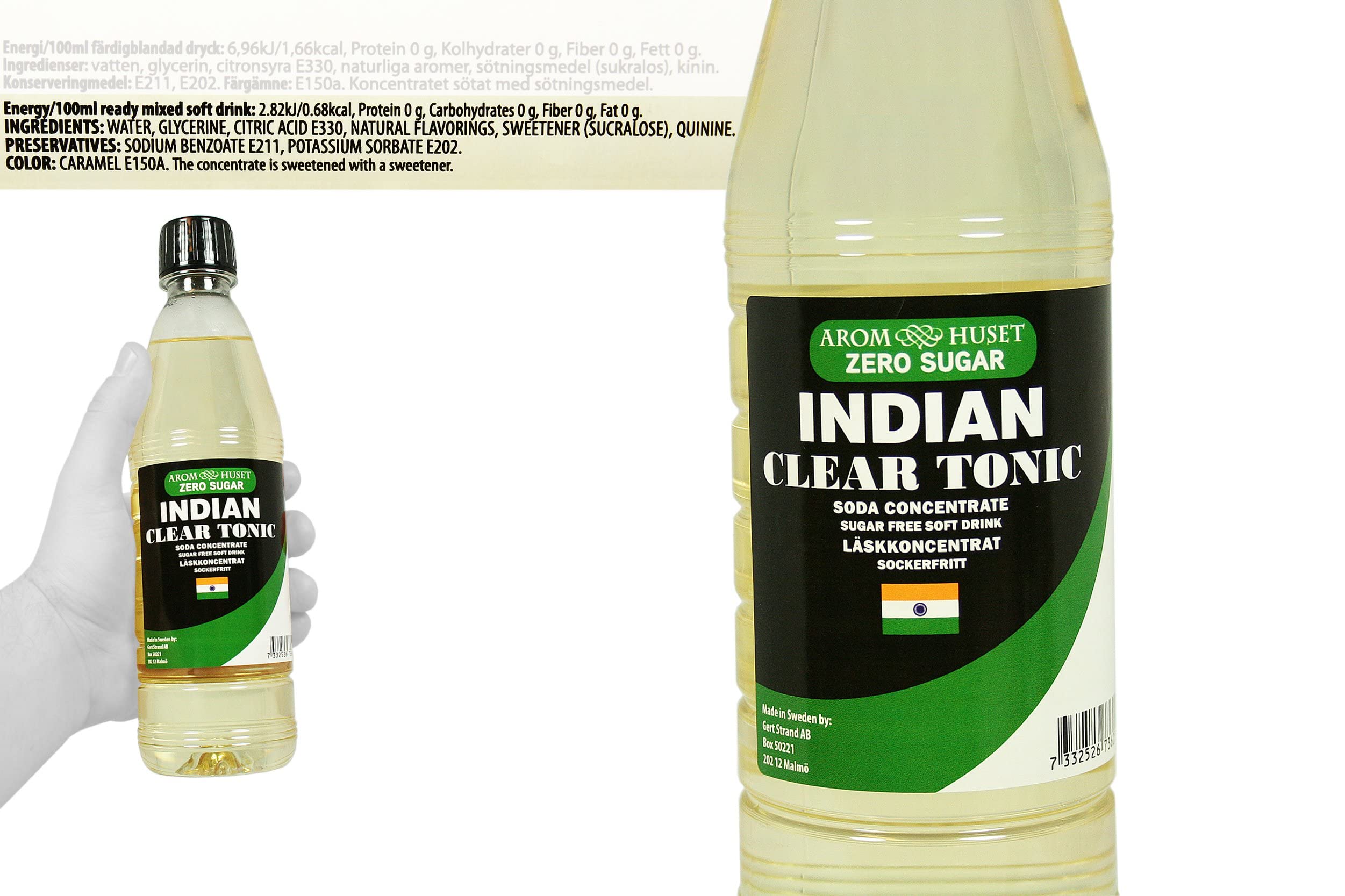 Zero Sugar Indian Tonic Soda Syrup Concentrate with Quinine 500 ml Make 12.5 Liters of Sugar