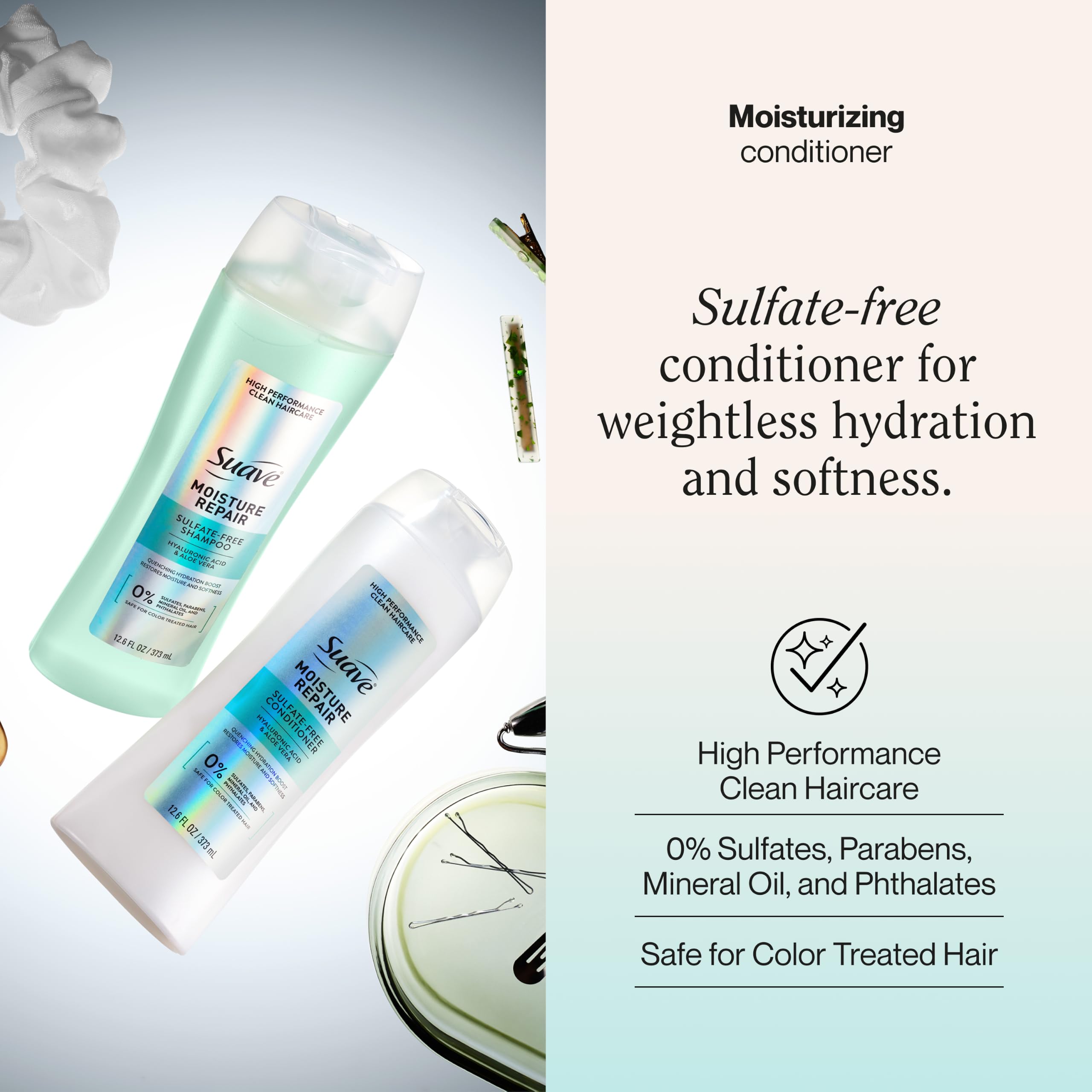 Suave Moisture Repair Conditioner, Sulfate-Free, 12.6 oz, Pack of 6