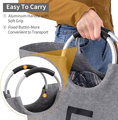 Miniatura 3 de ZERO JET LAG - Cesta de lavandería (tamaño XL, 7 colores) plegable de tela para colada