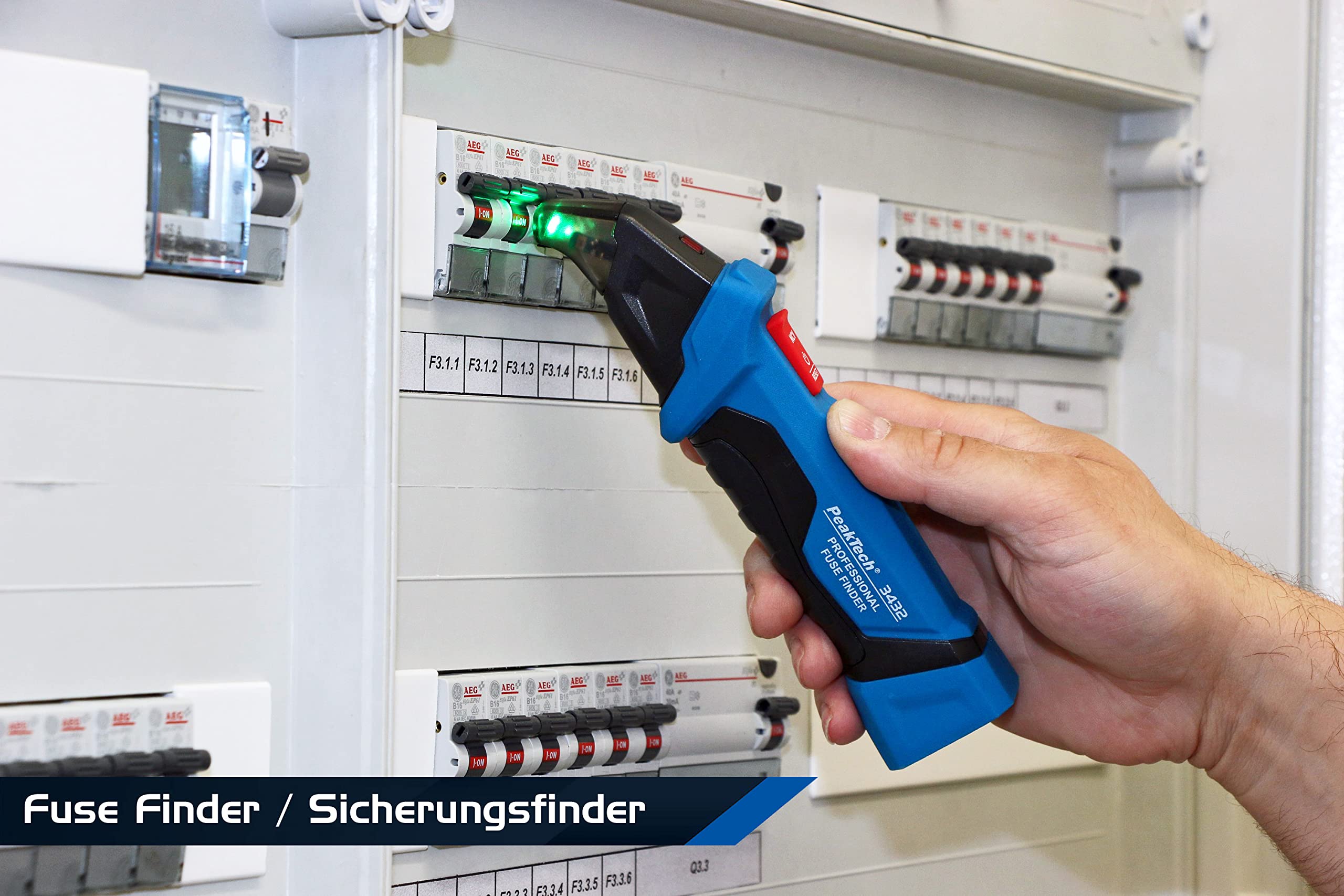 PeakTech 3432 Sicherungsfinder/Stromkreisfinder mit Steckdosentester für 230V Schuko & 3434 – Leitungssucher für Leitungen und Telefonkabel mit Durchgangsprüfer und Tonsignal