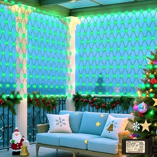 OYCBUZO 360 luces LED de red verde para exteriores, 21 pies x 5 pies, 8 modos de luces de malla conectables, decoración del día de San Patricio,
