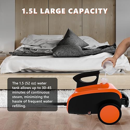 Miniatura 5 de ARLIME Limpiador de vapor multiusos con 19 accesorios, fregona de limpieza para alfombras, automóviles, pisos con tanque de 1.5 L y cable de